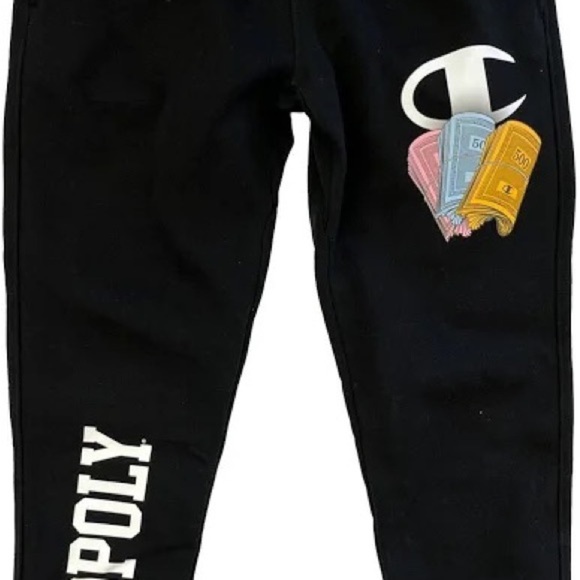 Champion Monopoly Reverse Weave Sweatpants Black small rare euc joggers - Picture 10 of 14